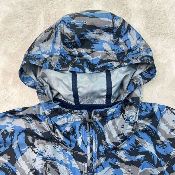 Under Armour Jacket Mens Medium Fitted Blue Camouflage Windbreaker 1/2 Zip Hoode - Picture 3 of 9